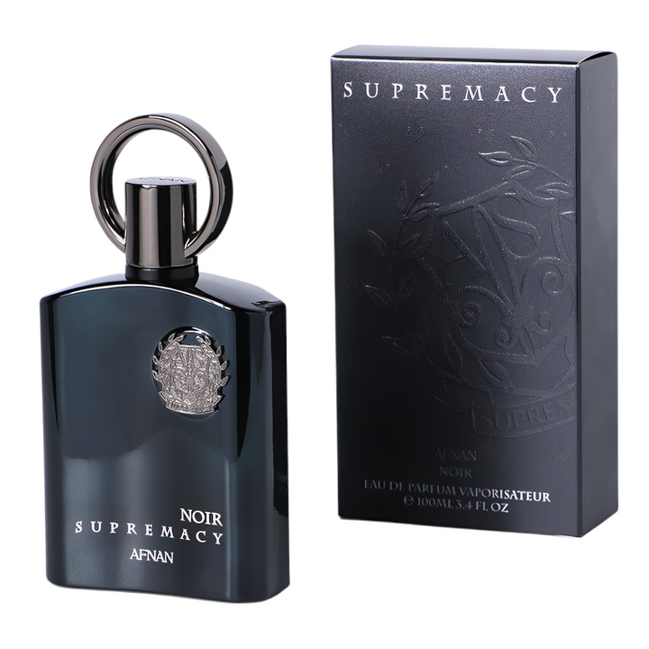 Afnan Afnan Supremacy Noir 100ml EDP for Men – Green Woody Aromatic Fragrance feature on homepage bottle - view 4 - Premium fragrance collection Malaysia