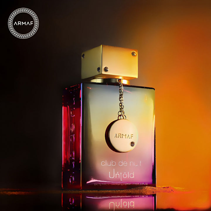 Perfume bottle with 'Armaf' branding on a dark background