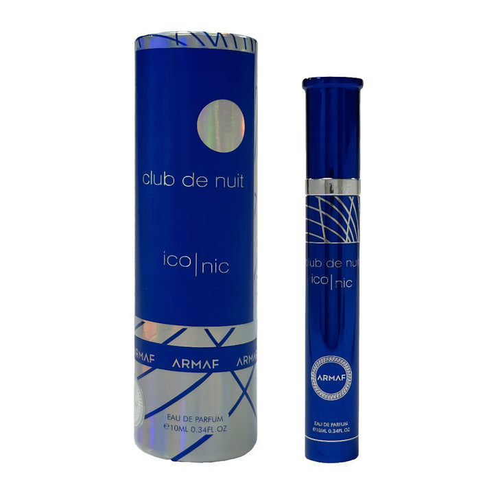 Blue Armaf Club de Nuit perfume bottle and packaging on a white background