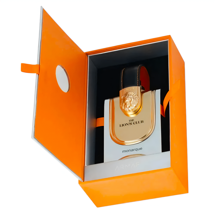 Perfume bottle in an orange box on a white background Armaf The Lion's Club Monarque 100ml EDP – Luxury Perfume for Men