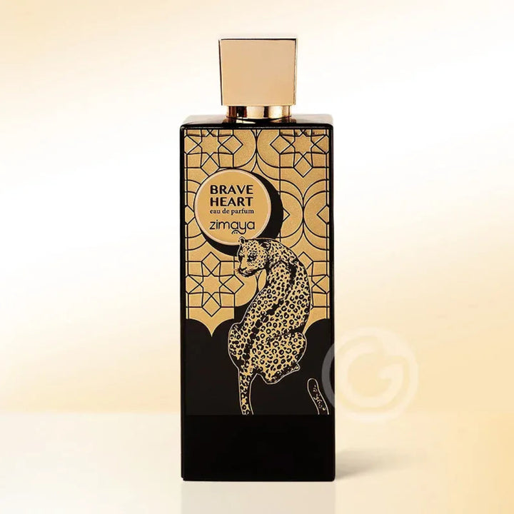 Perfume bottle with decorative design on a light background