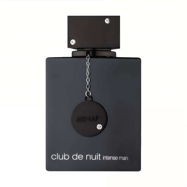 Black Armaf Club de Nuit Intense Man perfume bottle on a white background