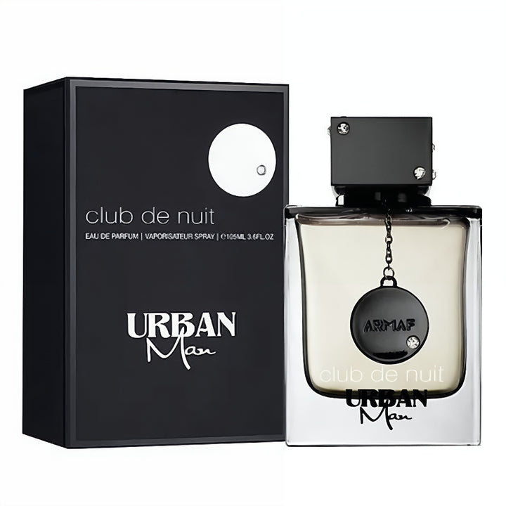 Urban Man Club de Nuit perfume bottle and packaging on a white background