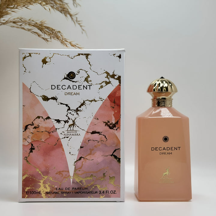 Decadent Dream perfume bottle and packaging on a light background