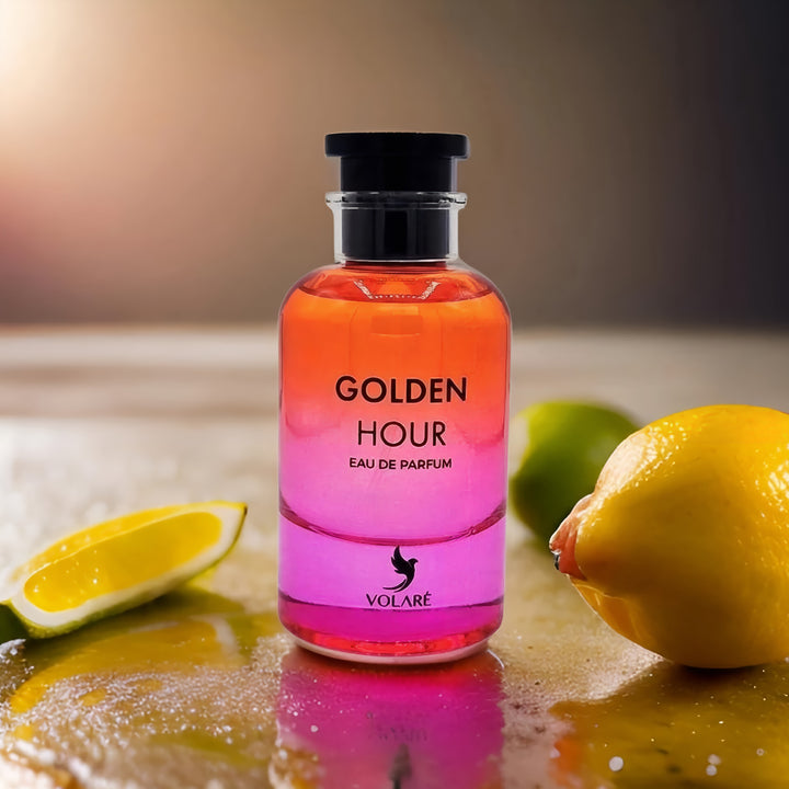 Volare Golden Hour 100ml EDP – Unisex Citrus Floral Fresh Perfume feature on homepage bottle - view 5 - Premium fragrance collection Malaysia
