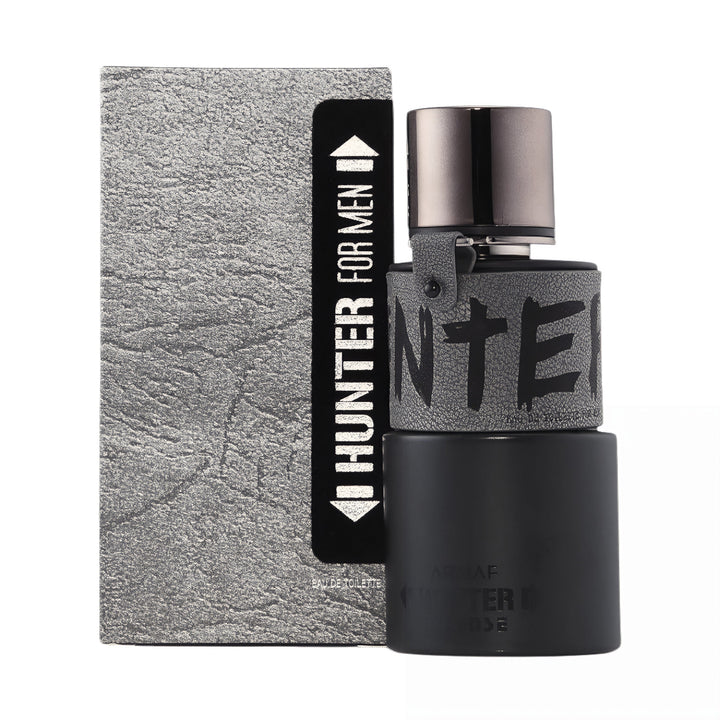 Perfume bottle labeled 'Hunter for Men' with packaging on a white background