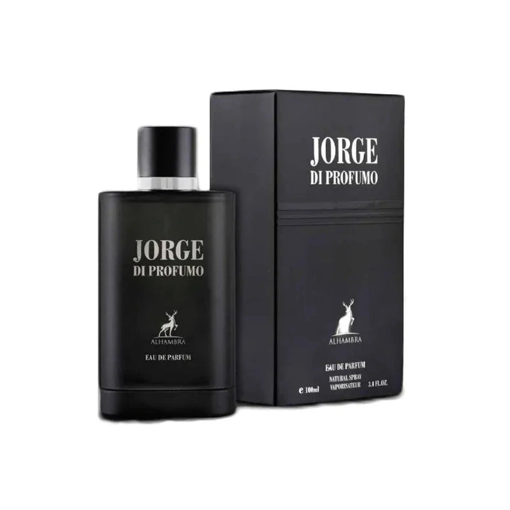 Jorge di Profumo perfume bottle and packaging on a white background