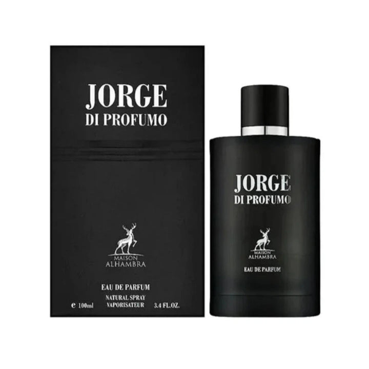 Jorge di Profumo perfume bottle and packaging on a white background