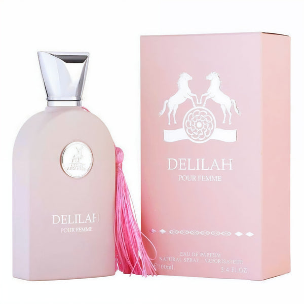 Delilah perfume bottle and packaging on a white background