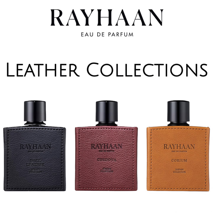 Rayhaan Rayhaan Leather Collection 100ml EDP – Corium, Dark Leather, Cordova feature on homepage bottle - view 2 - Premium fragrance collection Malaysia