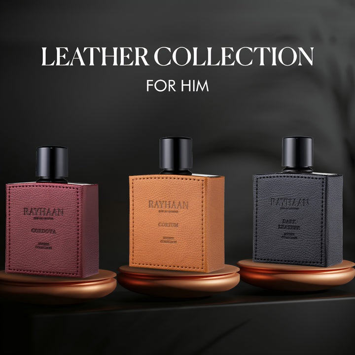 Rayhaan Rayhaan Leather Collection 100ml EDP – Corium, Dark Leather, Cordova feature on homepage bottle - view 8 - Premium fragrance collection Malaysia