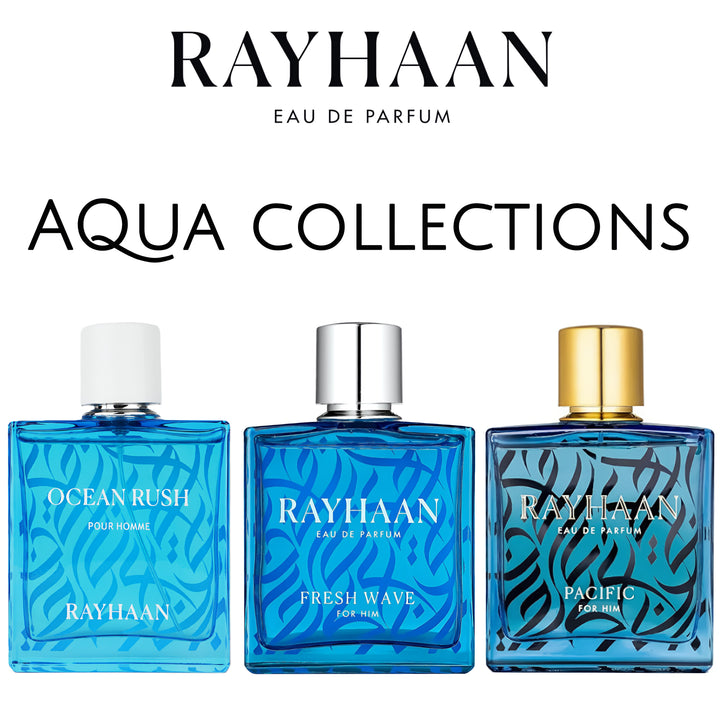 Rayhaan Rayhaan Perfumes 100ml EDP – Pacific, Ocean Rush & Fresh Wave feature on homepage bottle - view 2 - Premium fragrance collection Malaysia