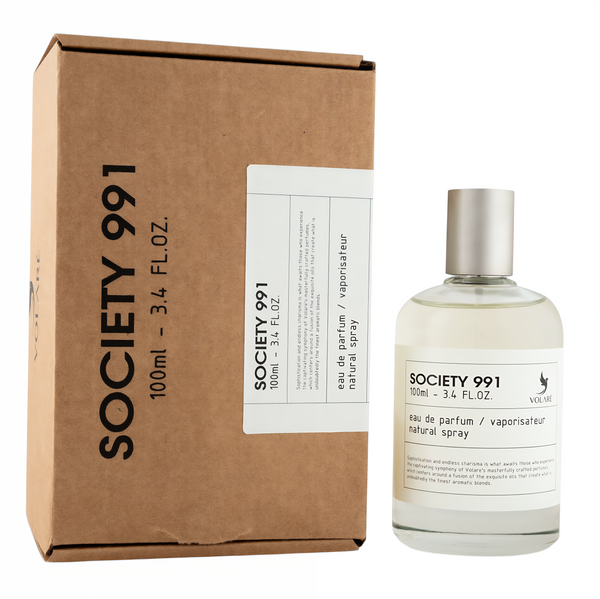 Volare Society 991 100ml EDP – Unisex Spicy, Woody, Fruity Floral Perfume feature on homepage bottle - Premium fragrance collection Malaysia