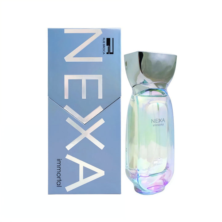 Nexa Immortal Rue Broca perfume bottle and packaging on a white background