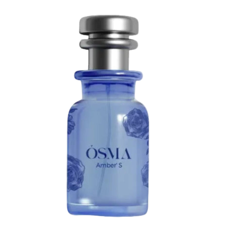 Blue Osma Amber S perfume bottle on a white background