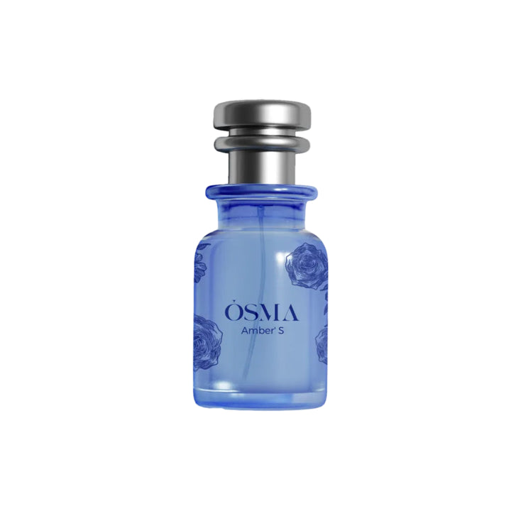 Blue Osma Amber S perfume bottle on a white background