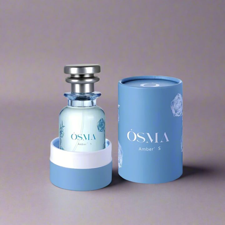 OSMA Amber S perfume bottle and packaging on a light gray background