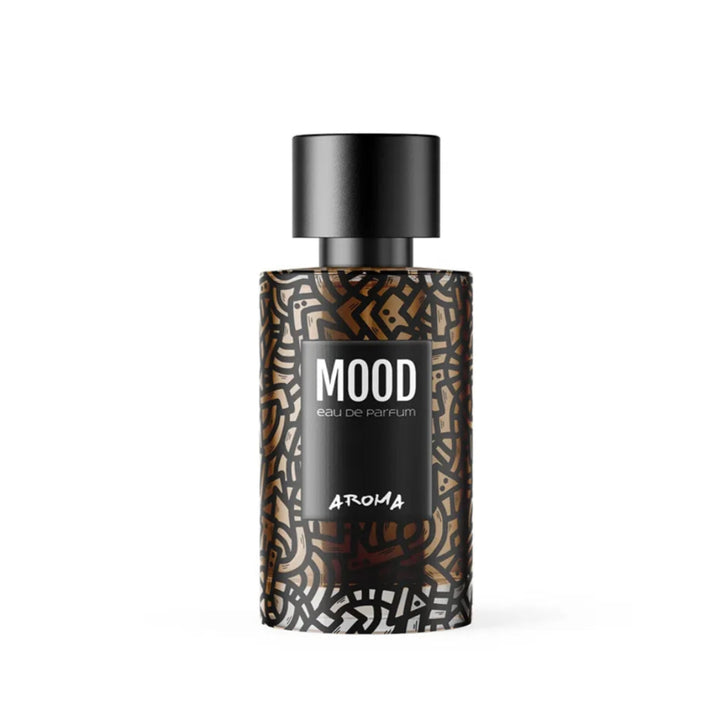 Perfume bottle labeled 'Mood' on a white background