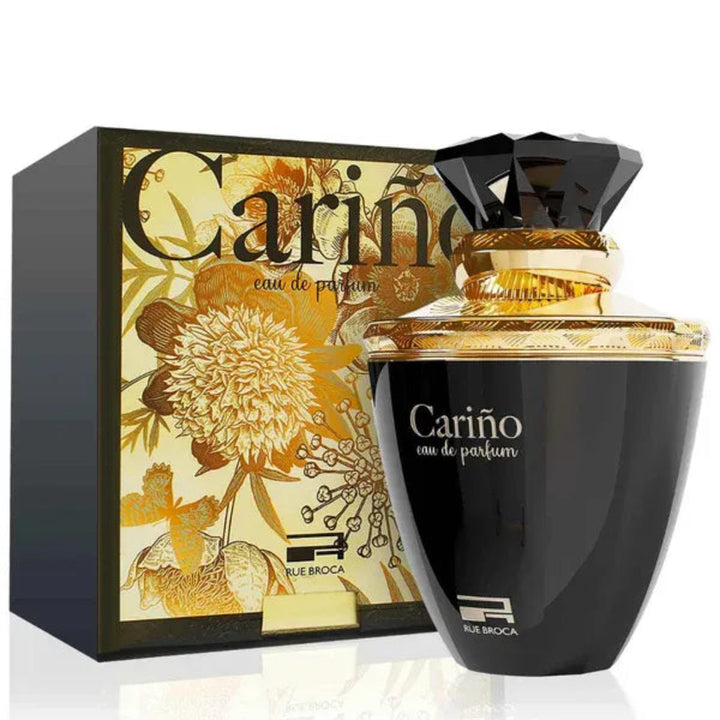 Carino perfume bottle and packaging on a white background