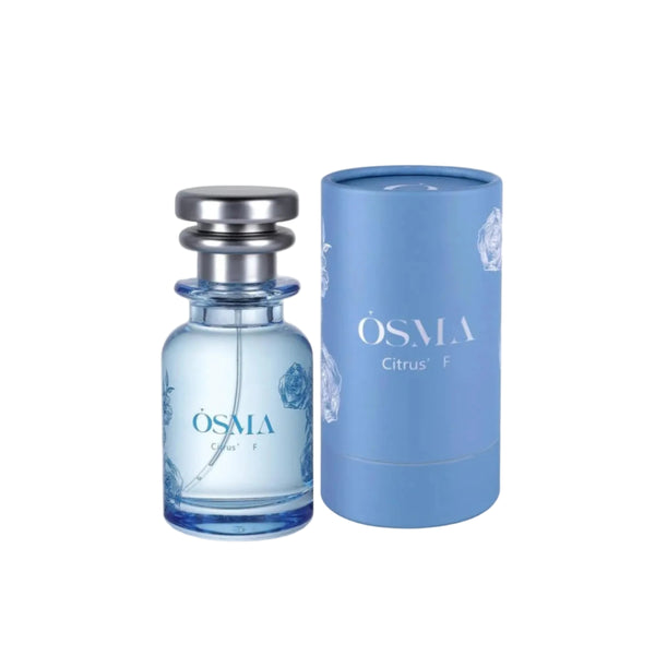 OSMA Citrus F perfume bottle and packaging on a light gray background