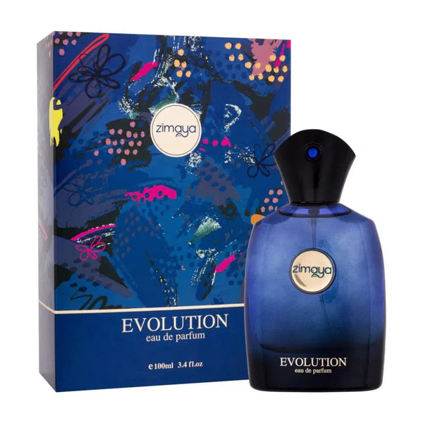 Zimgya Evolution perfume bottle and packaging on a white background