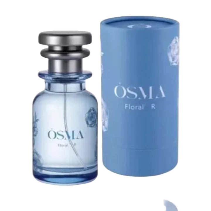 OSMA floral R perfume bottle and packaging on a white background