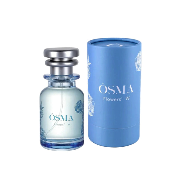 OSMA Flowers W perfume bottle and packaging on a white background