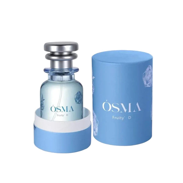OSMA Fruity D perfume bottle and packaging on a light gray background
