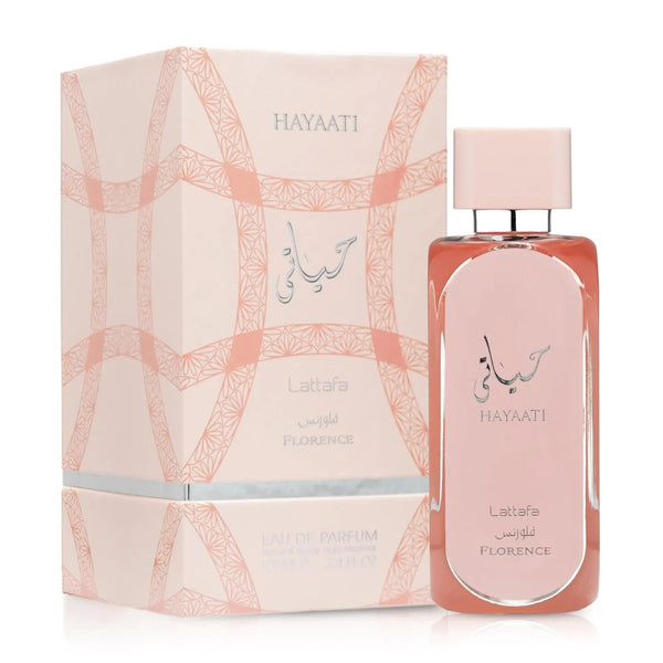 Hayaati perfume bottle and packaging on a white background
