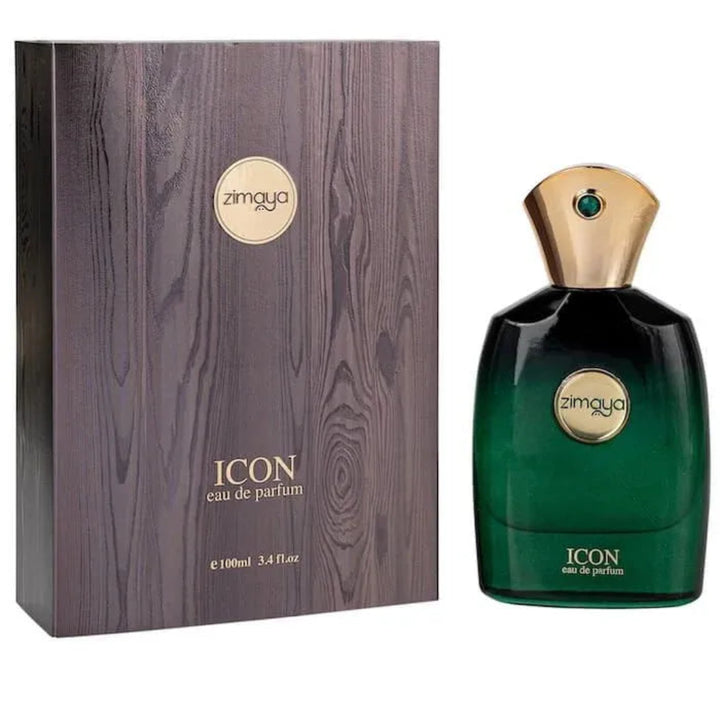 Zimaya Icon Eau de Parfum bottle and packaging on a white background