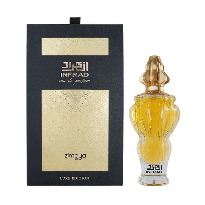 Infrad perfume bottle and packaging on a white background