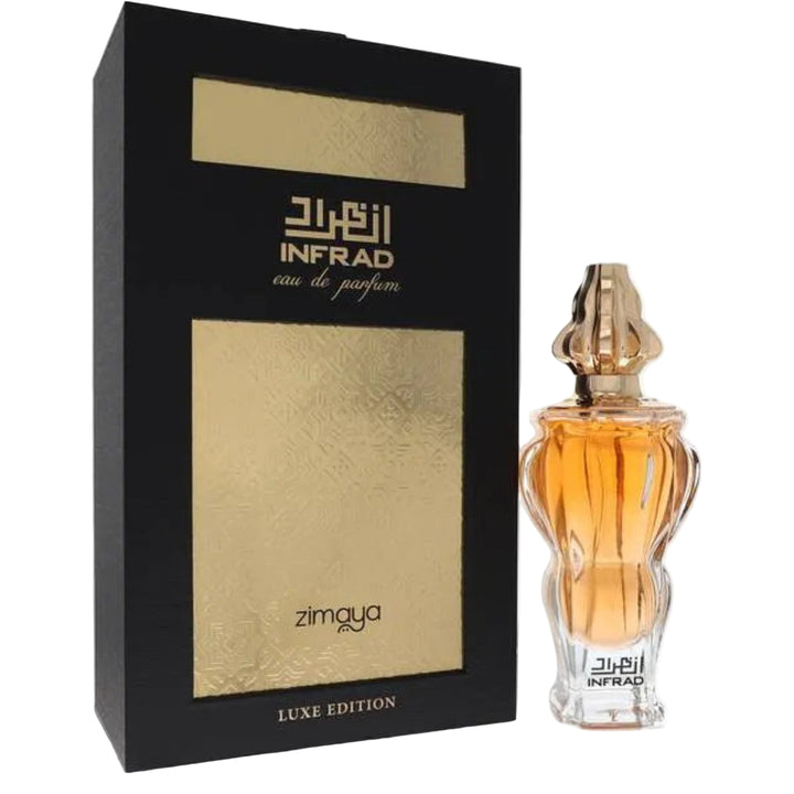 Infrared perfume bottle and packaging on a white background