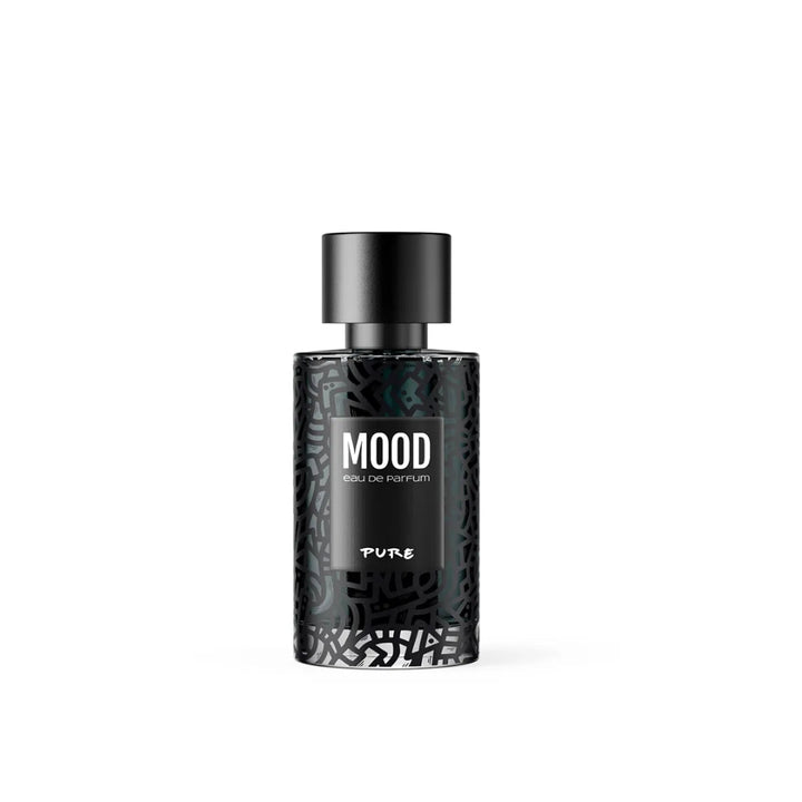 Perfume bottle labeled 'Mood' on a white background