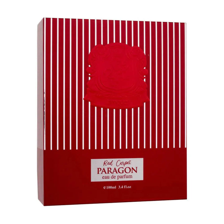 Red Paragon Eau de Parfum packaging on a white background