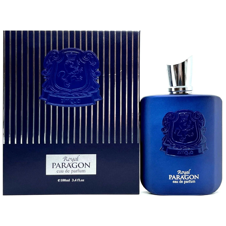 Blue Royal Paragon perfume bottle and packaging on a white background