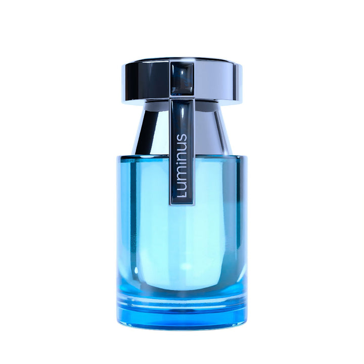 Blue Luminus perfume bottle on a white background Luminus Pour Homme Rue Broca for men