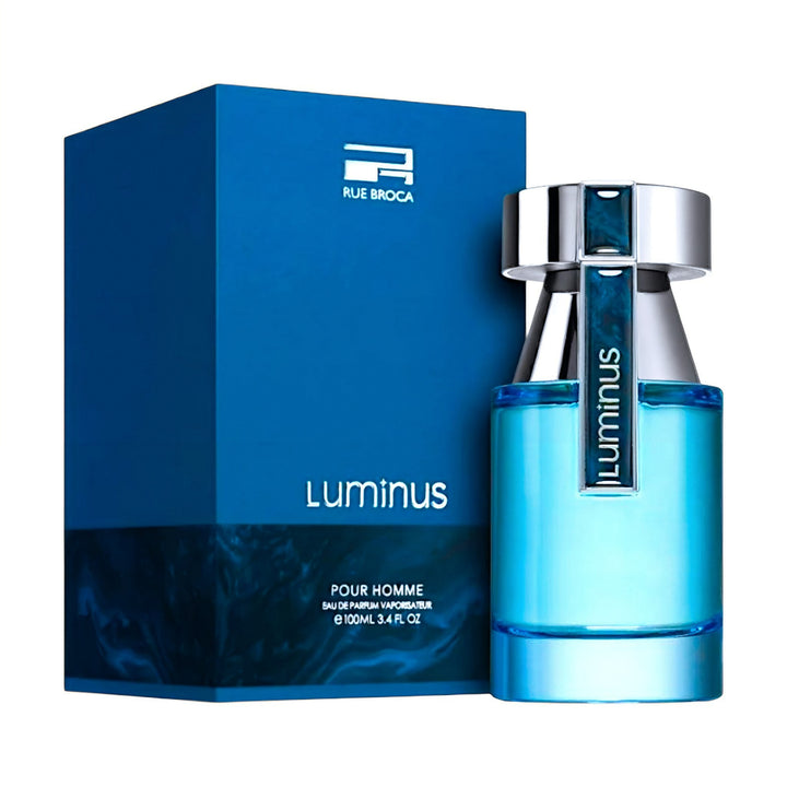 Luminus Pour Homme Rue Broca for men perfume bottle with packaging on a white background