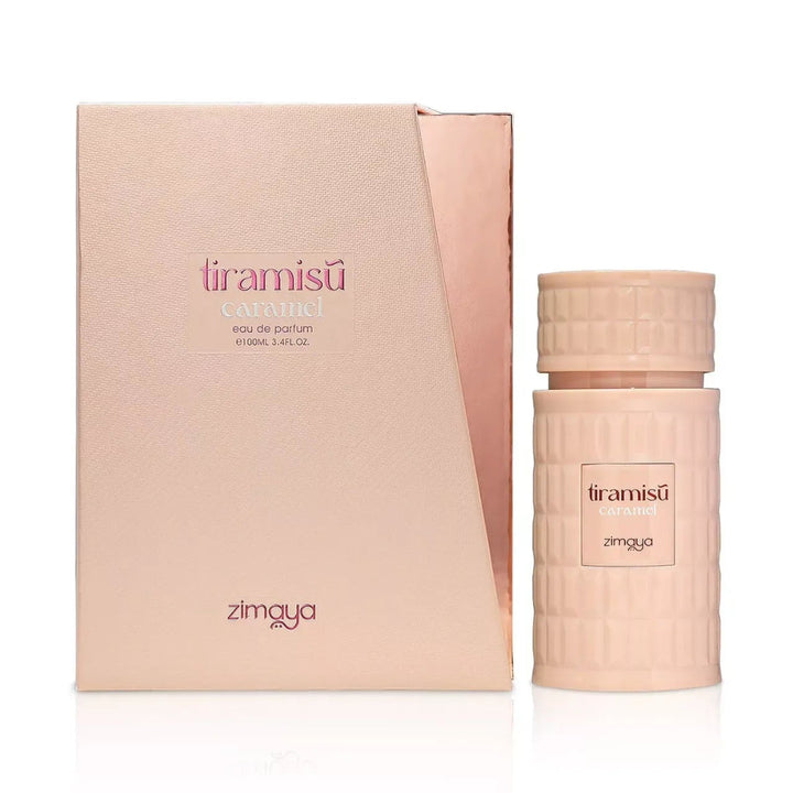 Zimaya tiramisu perfume bottle and packaging on a white background
