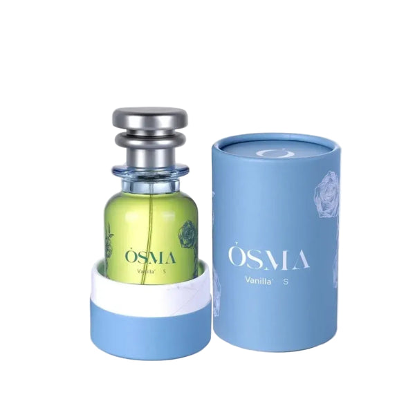 OSMA vanilla-s perfume bottle with packaging on a white background