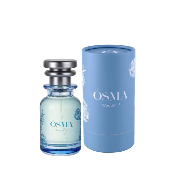 OSMA Woody perfume bottle and packaging on a white background