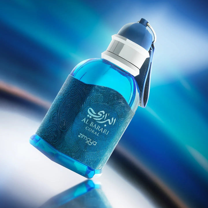 Blue water bottle with white cap on a blue gradient background
