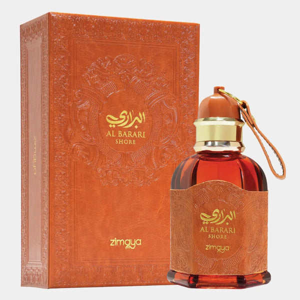 Al Barari perfume bottle and packaging on a white background