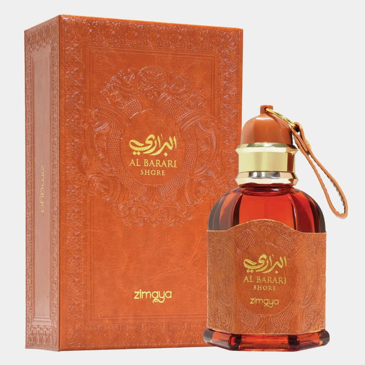 Al Barari perfume bottle and packaging on a white background