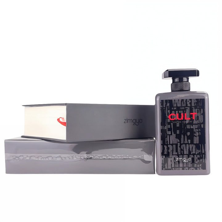Zimaqua Cult perfume bottle and packaging on a white background
